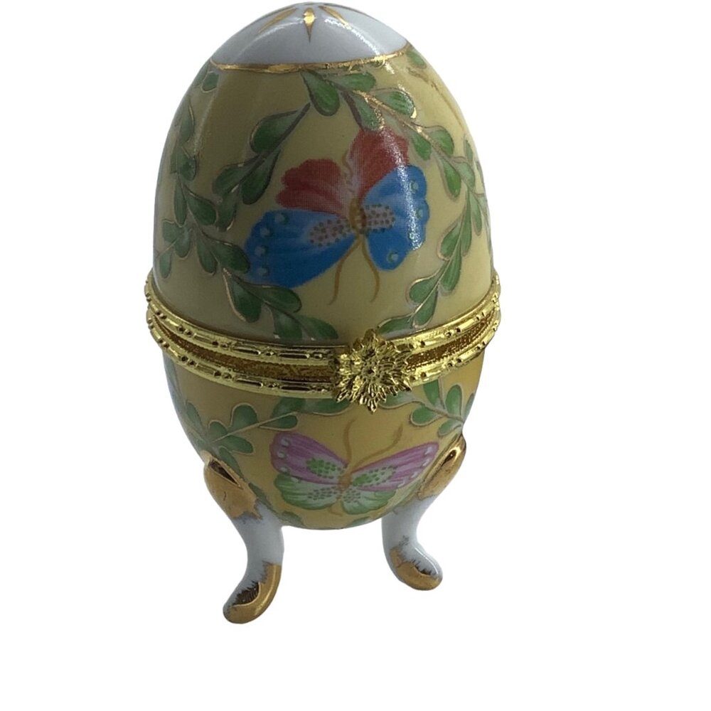 Formalities by Baum Bros Butterfly Collection‎ Footed Egg Hinged Trinket Box 4"